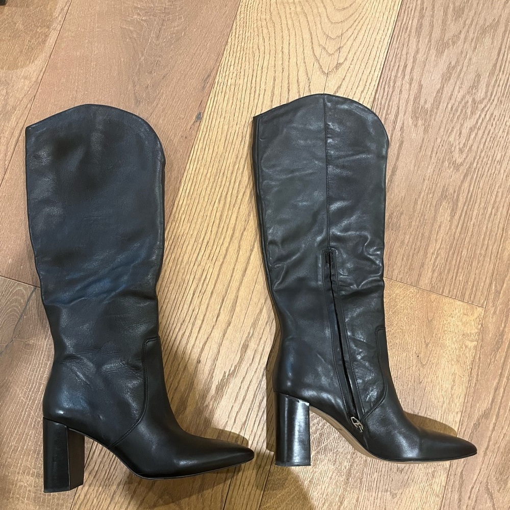Black Leather Knee-High Boots